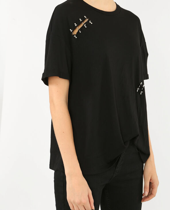T-shirt piercings noir - Pimkie