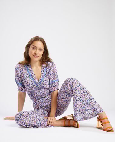 Blouse courte avec dentelle bleu - Pimkie