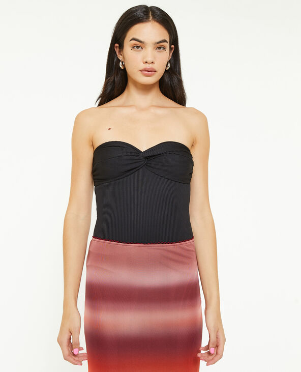 Top bustier effet twisté devant noir - Pimkie
