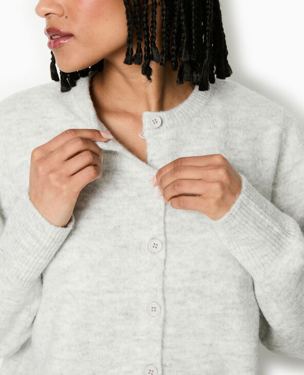 Gilet col rond gris chiné - Pimkie