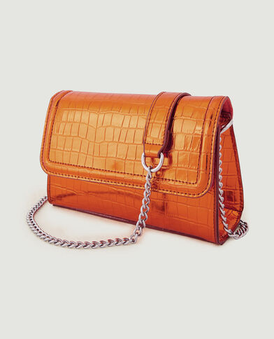Sac boxy effet croco avec chaine orange - Pimkie