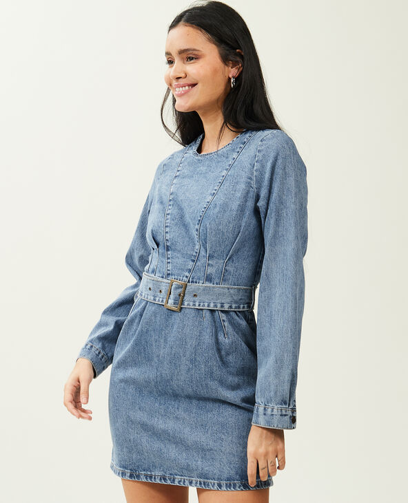 Robe en jean avec ceinture bleu - Pimkie