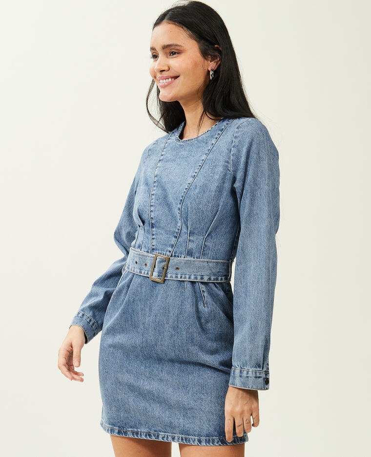 Robe en jean avec ceinture bleu - Pimkie