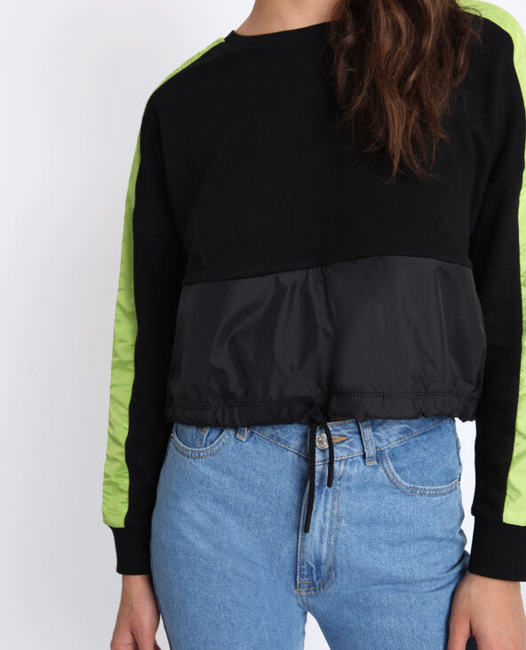 Sweat bicolore noir - Pimkie