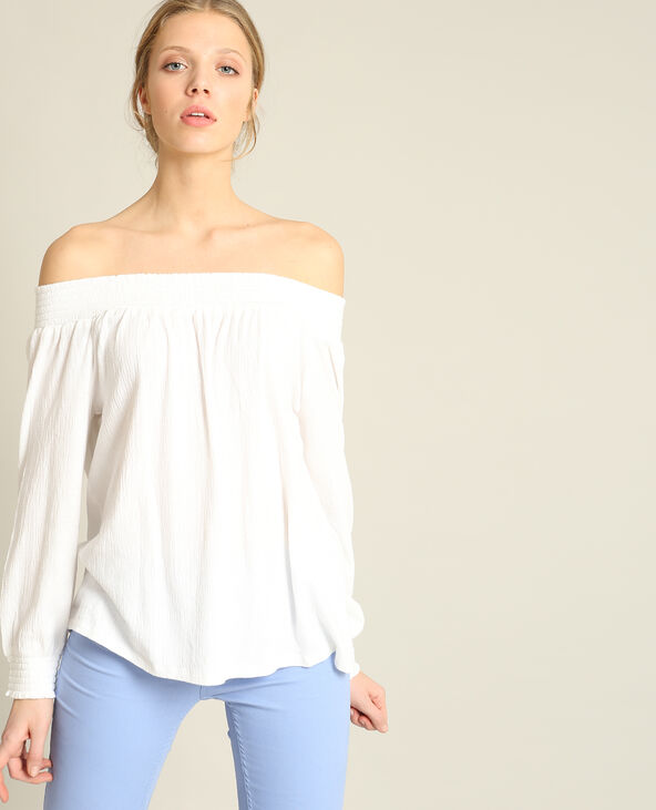 Blouse à col bardot blanc - Pimkie