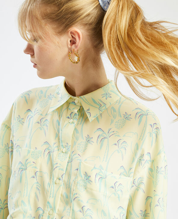 Chemise courte à motifs tropicaux jaune - Pimkie