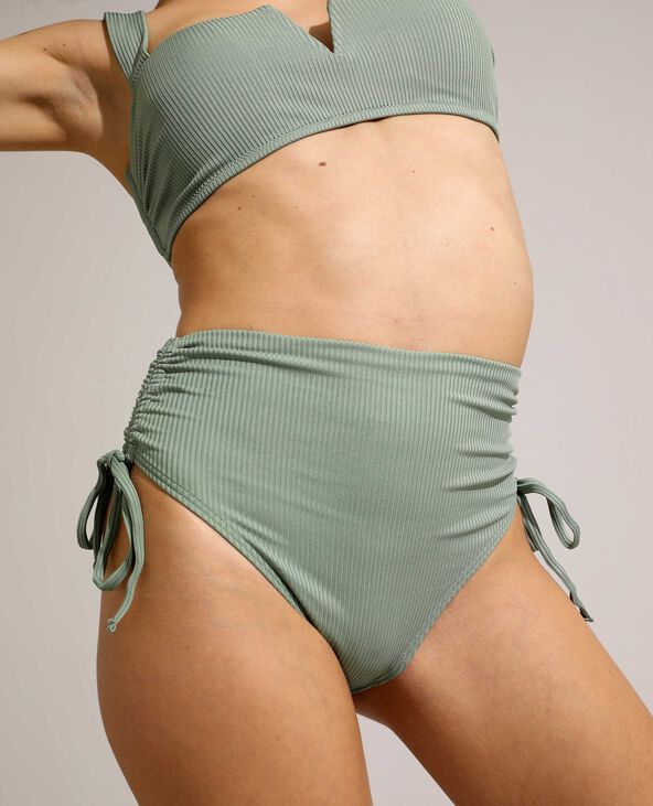 Bas de maillot de bain culotte côtelé vert de gris - Pimkie