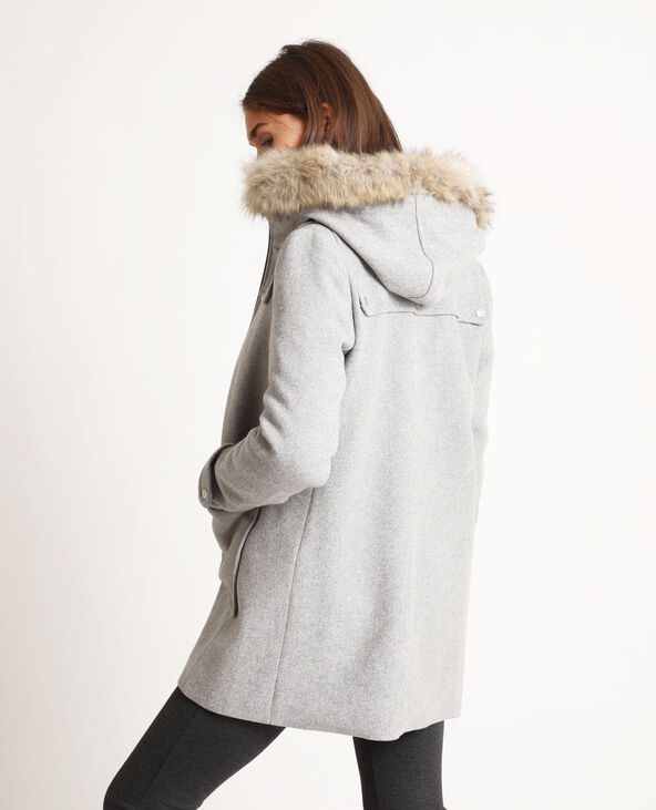 Manteau à capuche gris chiné - Pimkie
