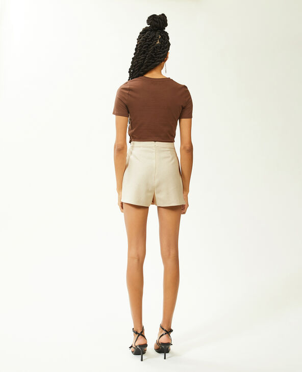 Jupe-short en toile avec lin écru - Pimkie