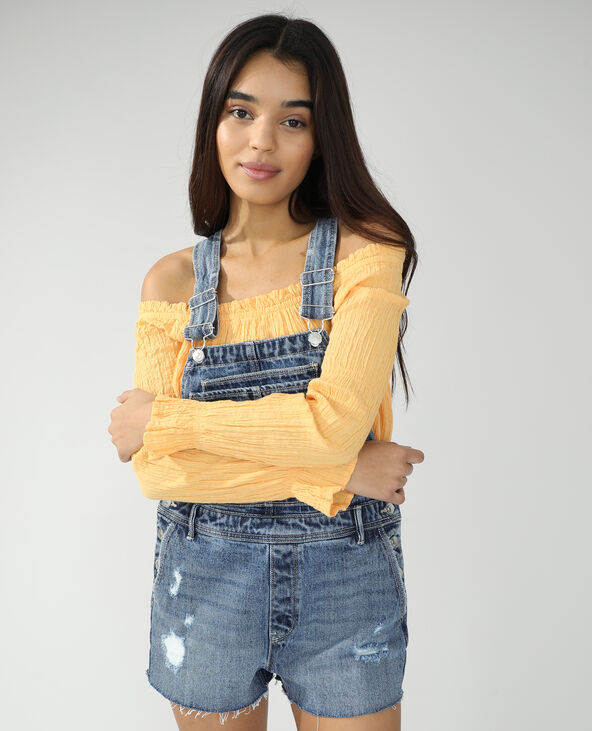 Salopette short en jean bleu - Pimkie
