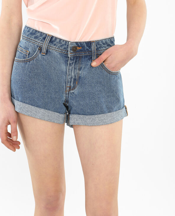 Short denim à revers bleu foncé - Pimkie