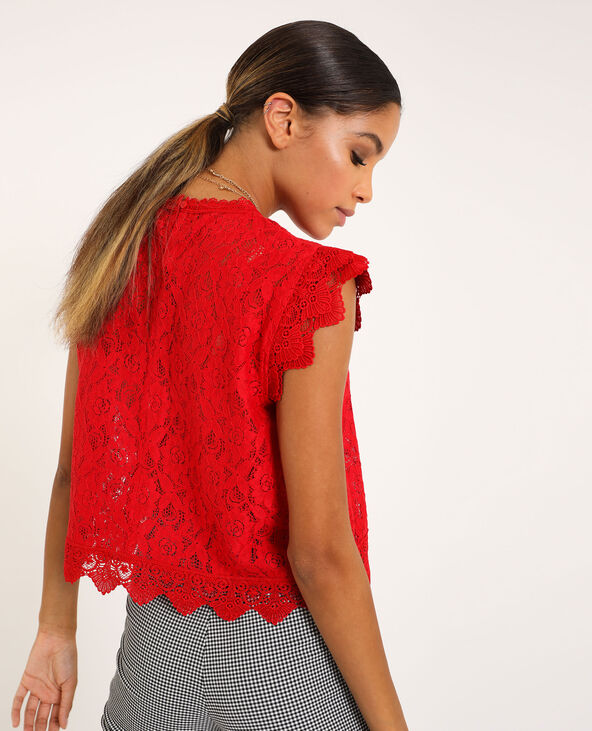 Blouse dentelle rouge sale