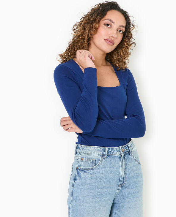 Body manches longues encolure carrée bleu marine - Pimkie
