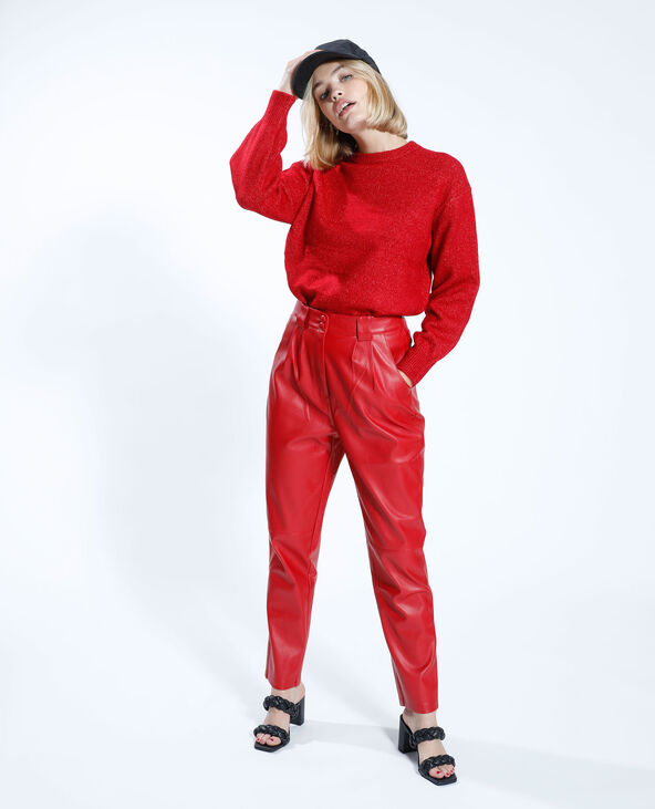 Pantalon mom en simili cuir rouge - Pimkie