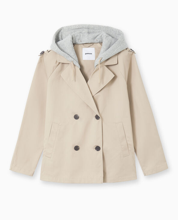 Veste trench avec capuche molleton amovible beige - Pimkie