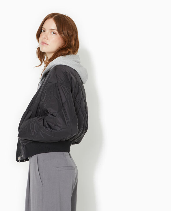 Blouson matelassé forme bomber noir - Pimkie