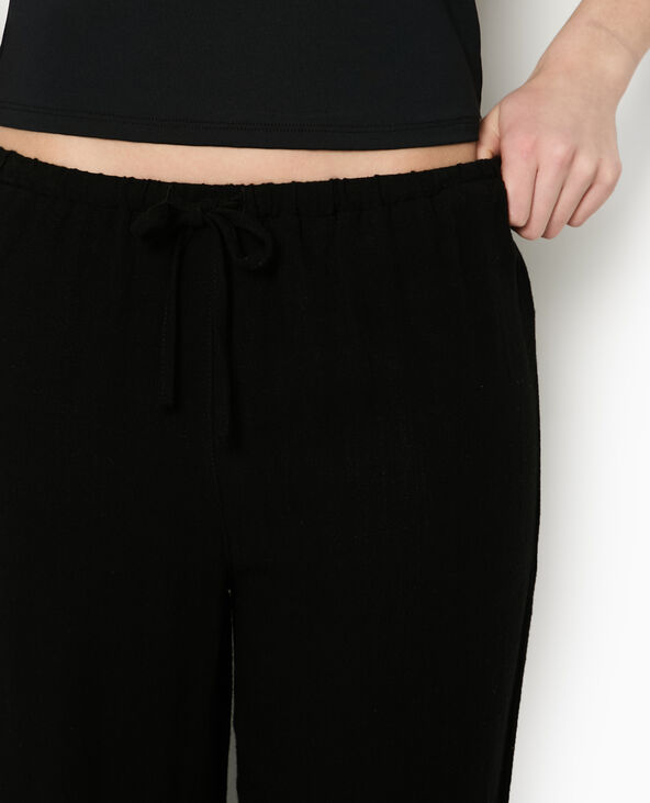 Pantalon large et droit avec taille élastiquée noir - Pimkie