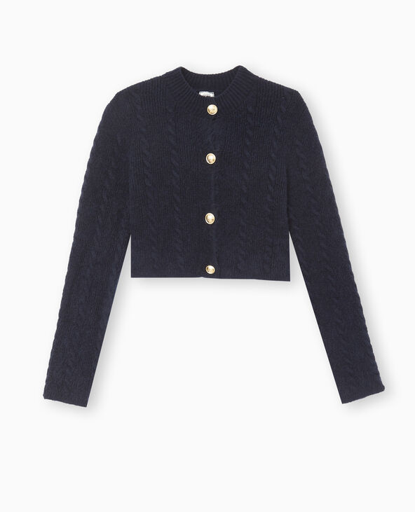 Gilet court en maille avec boutons dorés blanc - Pimkie