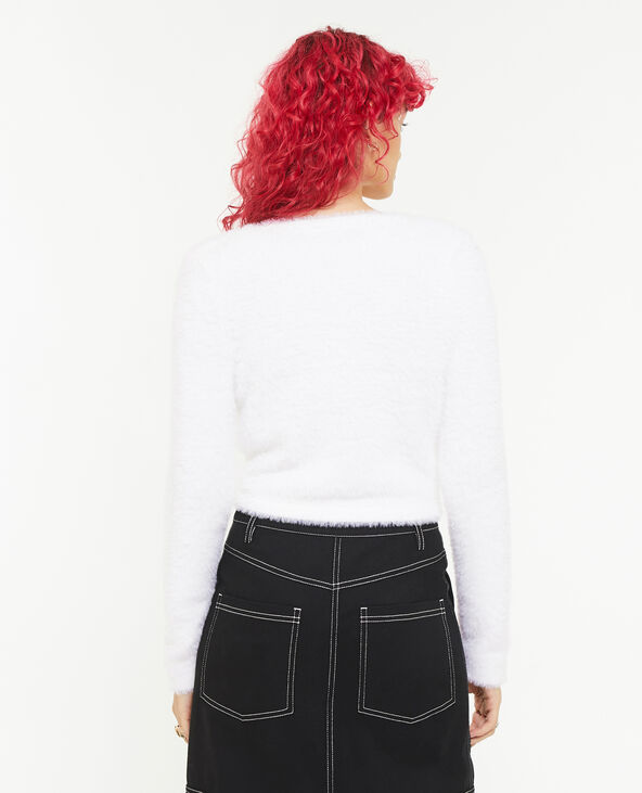 Gilet court en maille poilue blanc - Pimkie