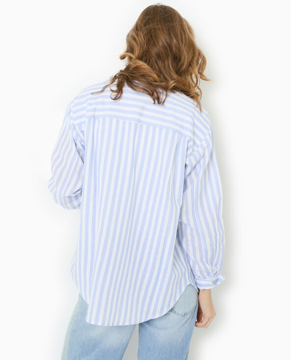 Chemise oversize avec lin motif rayures bleu - Pimkie
