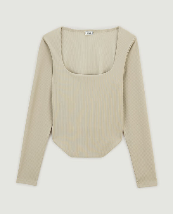 Top encolure carrée effet corset gris clair - Pimkie