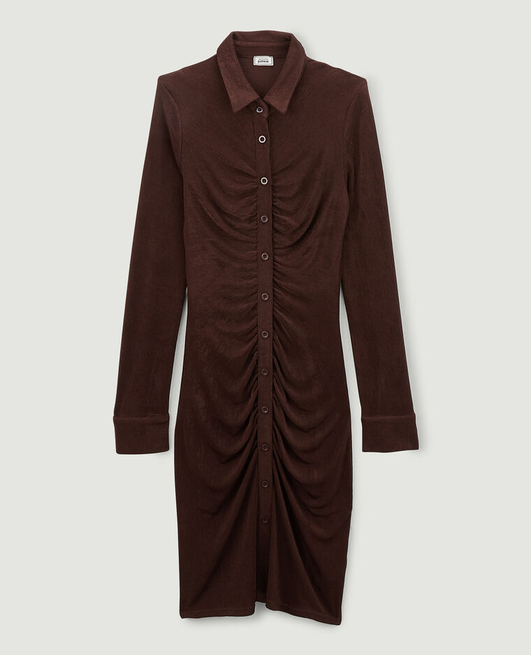 Robe chemise courte effet froncé marron - Pimkie