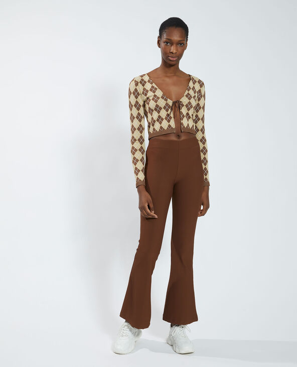 Gilet noué à carreaux marron - Pimkie