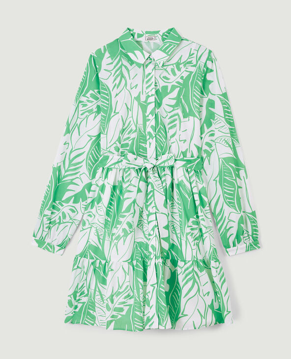 Robe chemise avec volants vert olive - Pimkie