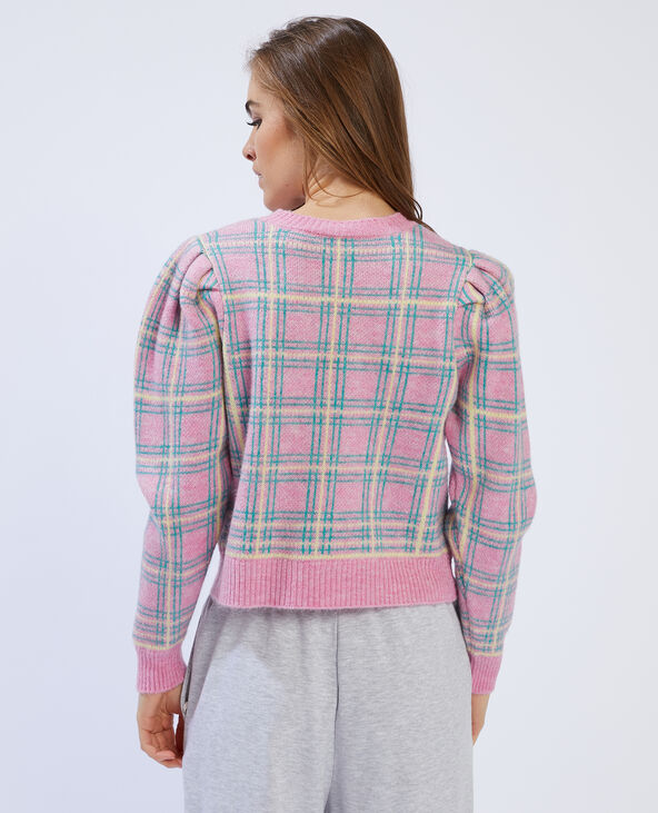 Pull à carreaux rose - Pimkie
