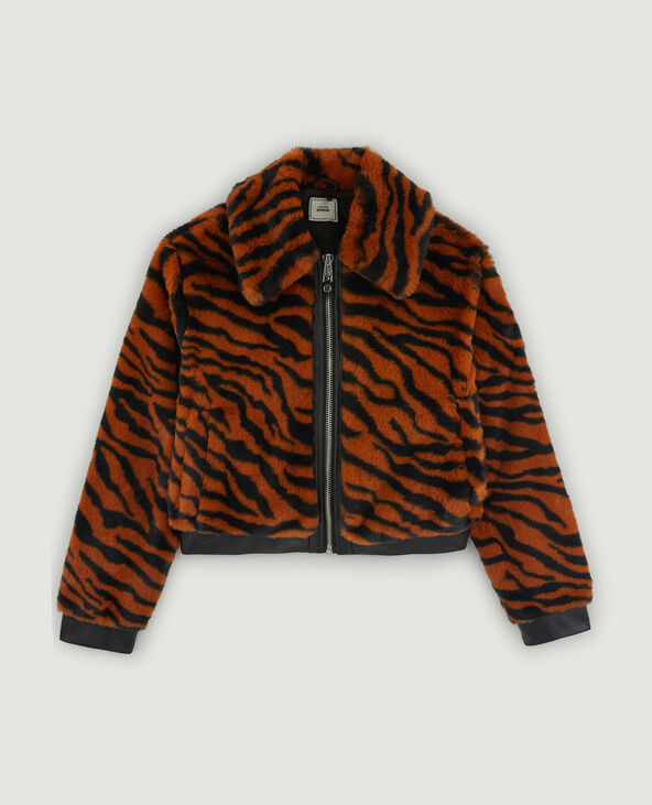 Blouson fausse fourrure et simili marron - Pimkie