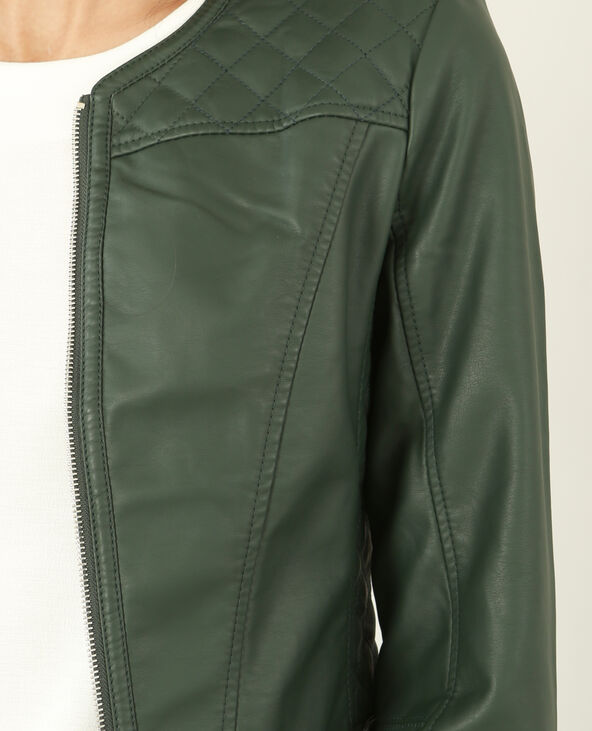 Veste simili cuir vert foncé - Pimkie