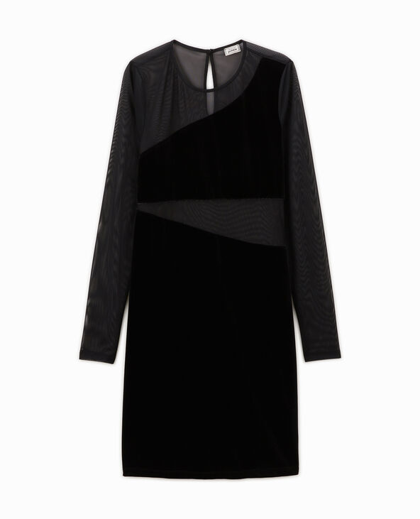 Robe courte et moulante bi-matière noir - Pimkie