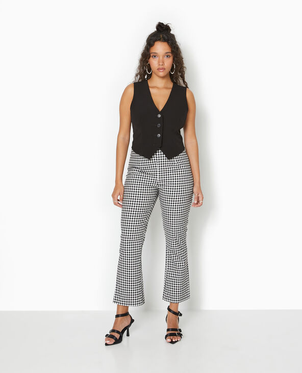 Pantalon 7/8 motif vichy noir - Pimkie