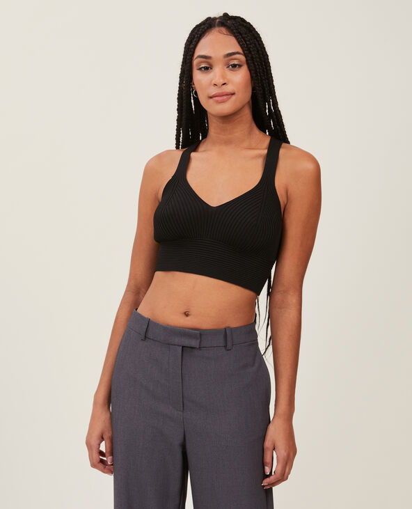 Brassière maille côtelée noir - Pimkie