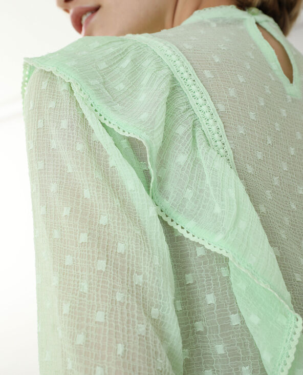 Blouse dentelle et volants vert - Pimkie