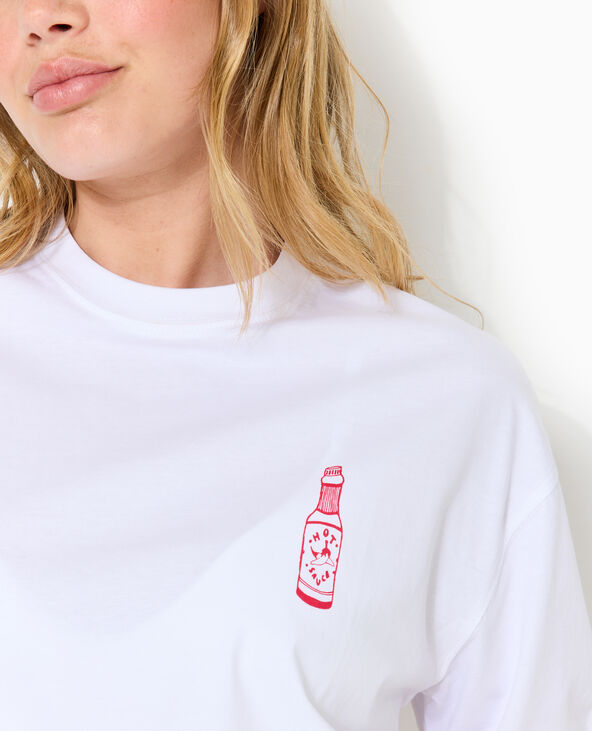 T-shirt oversize avec print poitrine et dos blanc - Pimkie