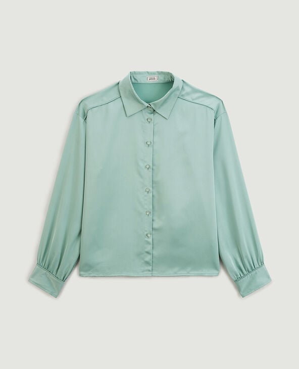 Chemise en tissu satiné vert - Pimkie