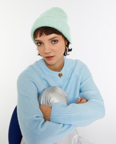 Bonnet avec revers vert clair - Pimkie
