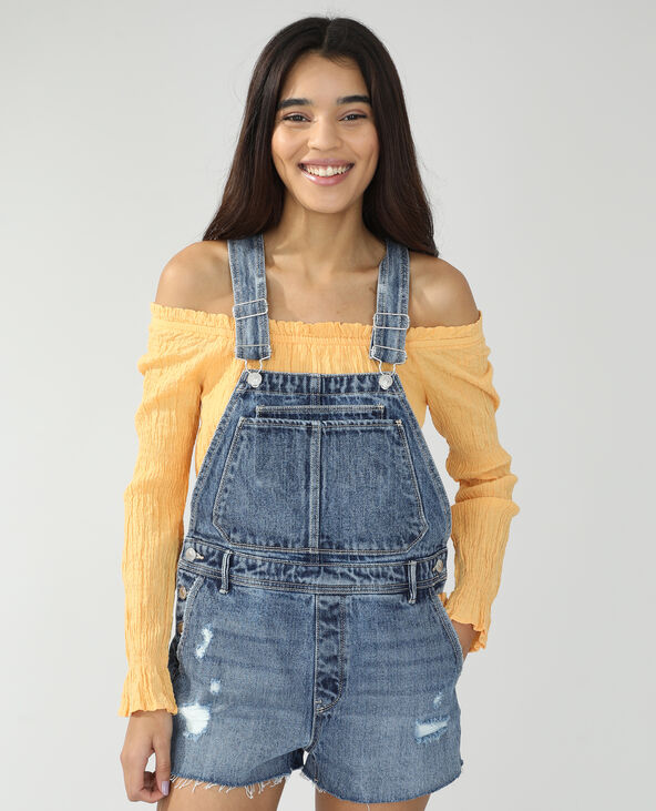 Salopette short en jean bleu - Pimkie