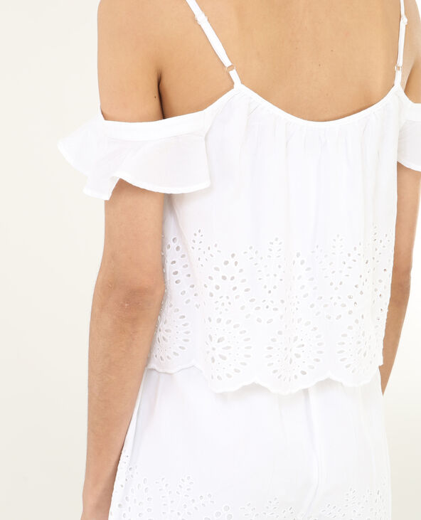 Combishort avec broderie anglaise blanc - Pimkie
