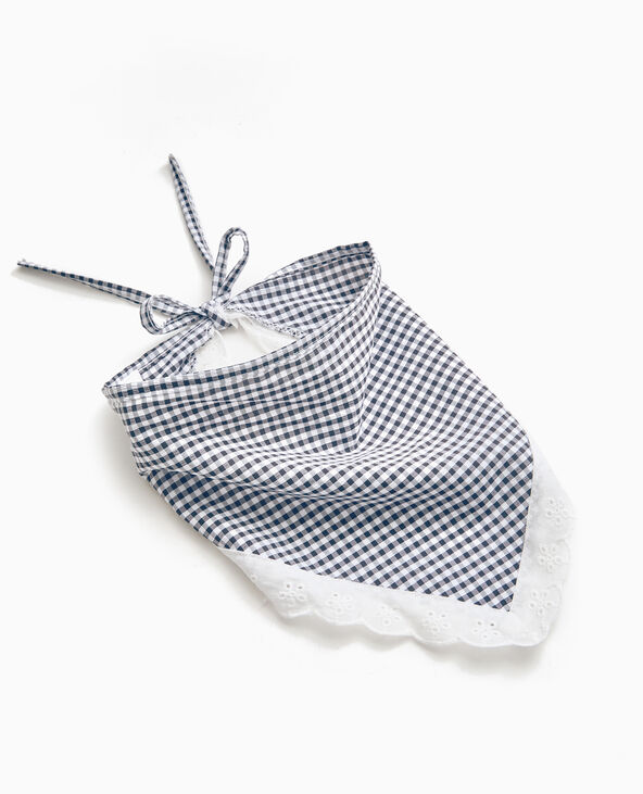 Foulard triangle motif vichy avec dentelle noir - Pimkie