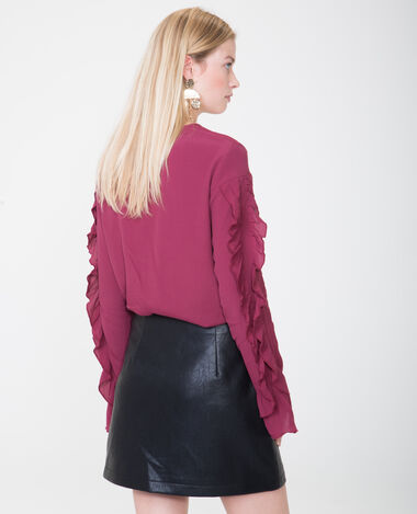 Blouse volantée bordeaux - Pimkie