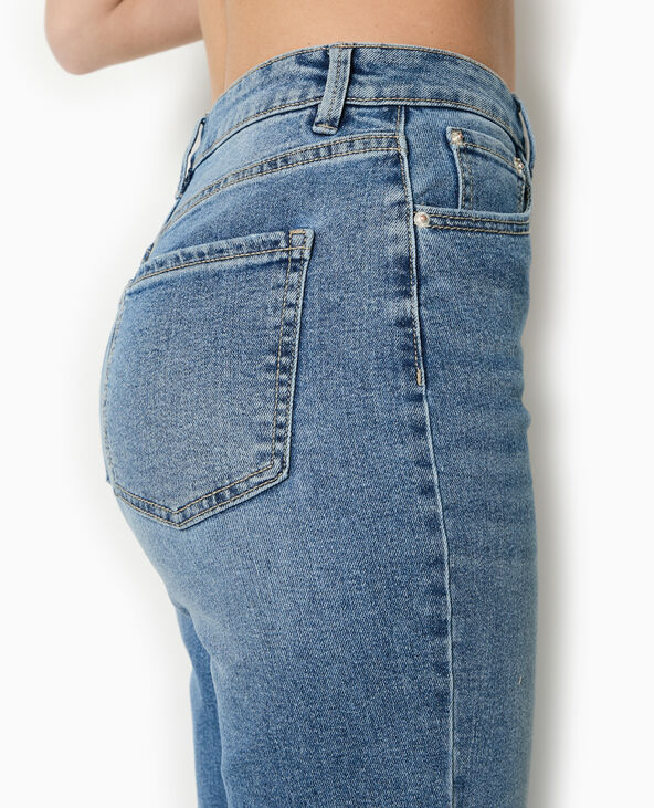 Jean droit taille haute avec bas coupés bleu - Pimkie