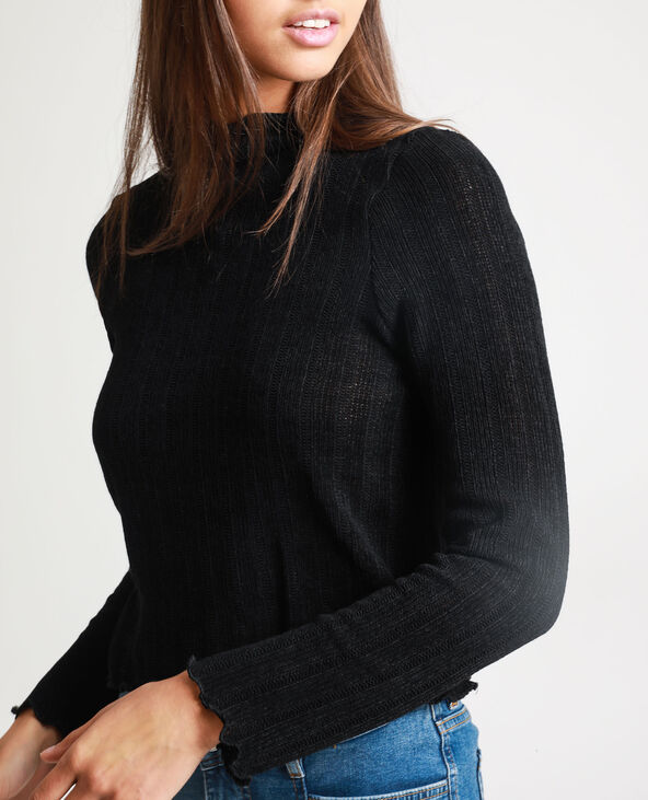 Crop top à manches longues noir - Pimkie
