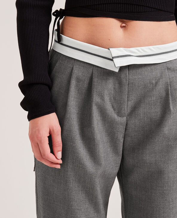 Pantalon droit avec ceinture retournee