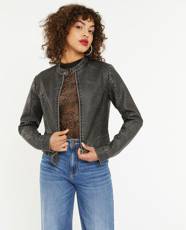Veste en cuir on sale courte femme