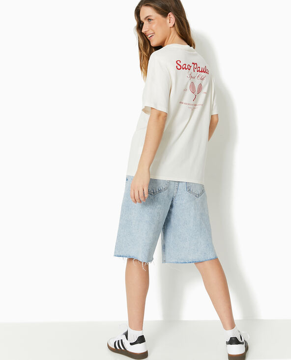 T-shirt oversize avec print poitrine et dos blanc - Pimkie