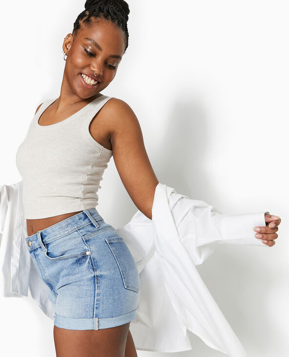 Short en jean avec paillettes