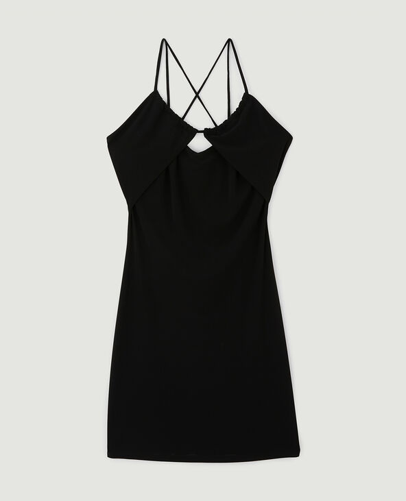 Robe courte avec doubles bretelles noir - Pimkie