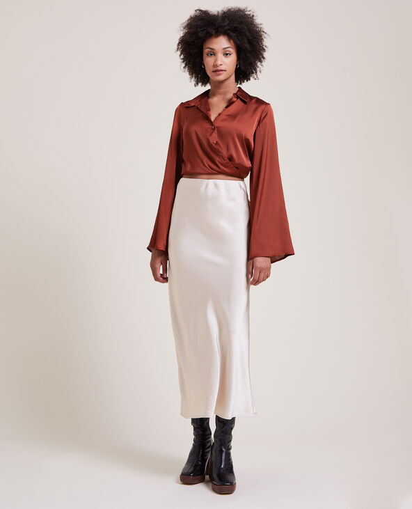 Jupe longue en satin blanc - Pimkie
